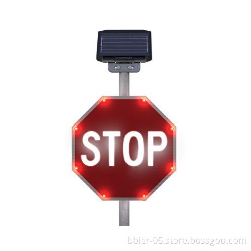 6500K Solar-Powered Flashing LED Octagon Stop Sign with Doppler Radar Sensor